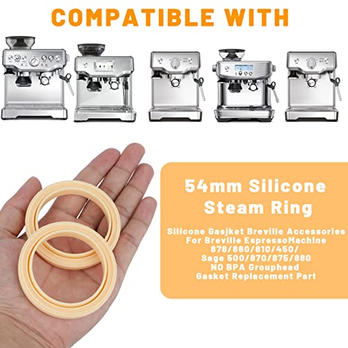 54mm Silicone Steam Ring, 2Pack Grouphead Gasket Replacement Part for Breville Espresso Machine 878/870/860/840/810/500/450/ Sage 500/870/875/880/810/878 - Kitchen Parts America