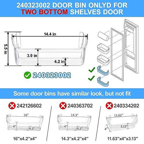 [2 PACK] UPGRADED 240323002 Refrigerator Door Bin Shelf,Compatible with Frigidaire Door shelf Replacement 240323006, 240323010,FGHS2631PF4A,FGHS2655PF5A,FGUS2642LF2,AP2115742 Bottom Door Shelves - Grill Parts America