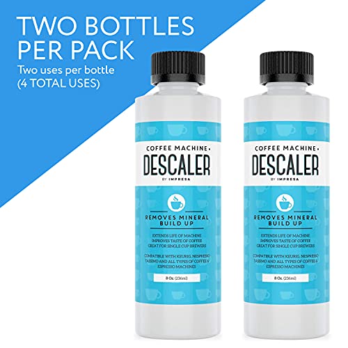 Descaler (2 Pack, 2 Uses Per Bottle) - Made in the USA - Universal Descaling Solution for Keurig, Nespresso, Delonghi and All Single Use Coffee and Espresso Machines - Kitchen Parts America