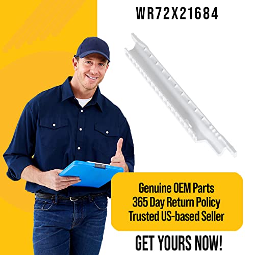 WR72X21684 Right Drawer Slide Rail - Compatible GE Refrigerator Parts - Replaces AP5986502 3527786 PS11726971 - It Is Approximately 14 Inches Long & 2 Inches Wide - Made of Durable White Plastic - Grill Parts America