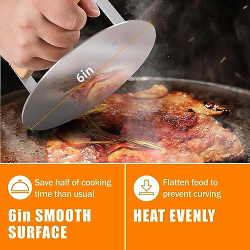 bodkar Smash Burger Press Stainless Steel 6 Inch Round Burger Smasher with Wood Handle, Grill Press Meat Flattener Tool for Flat Top Griddle Grill Cooking - Grill Parts America