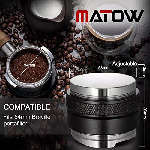 53mm Coffee Distributor & Tamper, MATOW Dual Head Coffee Leveler Fits for 54mm Breville Portafilter, Adjustable Depth- Professional Espresso Hand Tampers - Grill Parts America