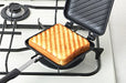 Yoshikawa SJ2408 Hot Sandwich Maker, For Gas Stoves, Crispy Grilled, Single, Fluorine Treated, Total Width 5.9 x Total Length 13.8 x Height 1.3 inches (15 x 35 x 3.2 cm), Black, Outdoor, Camping - Grill Parts America