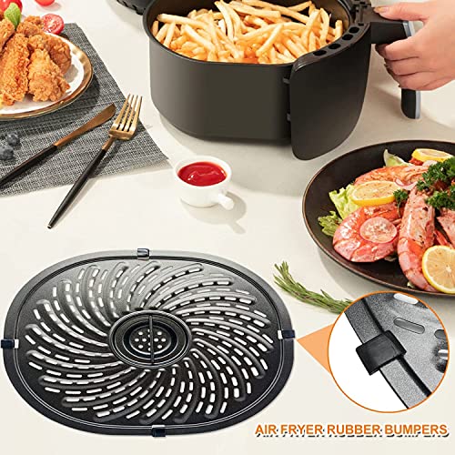 Air Fryer Grill Pan for PowerXL Vortex 7 QT Air Fryer, Oval Nonstick 10.1''*9.3'' Air Fryer Replacement Parts Accessories Rack Tray Basket Grill Plate Crisper Plate with Rubber Bumpers,Dishwasher Safe - Grill Parts America