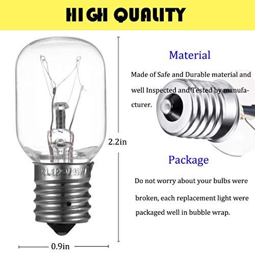 Light Bulb for Whirlpool Microwave - Microwave Light Bulb Fits for Whirlpool Maytag GE Amana Over The Range Hood Microwave, Dimmable with 125V 40W E17 Base, Kitchen Night Light, Repalce 8206232A (2) - Grill Parts America