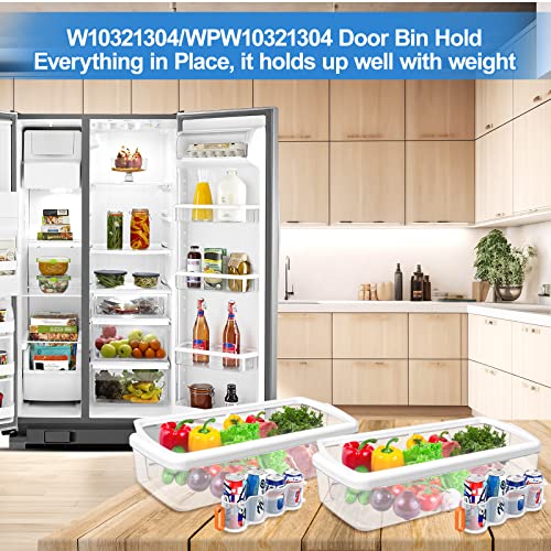 [2 PACK] UPGRADED WPW10321304 Refrigerator Door Shelf Replacement Compatible with Whirlpool Fridge Door Shelf Bin Parts WRS325FDAM04 WRS322FDAW04 WRS325FDAM02 WSF26C3EXF01 W10321304 AP6019471 2179574 - Grill Parts America