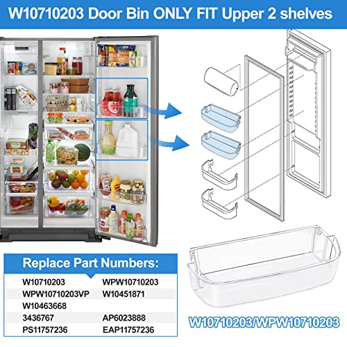 UPGRADED WPW10710203 Refrigerator Door Bin Shelf Replacement, Compatible with Whirlpool Kenmore Refrigerator Door Shelf Parts W10710203, W10451871, W10463668, AP6023888, PS11757236 with Soda Organizer - Grill Parts America