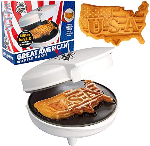 The Great American USA Waffle Maker- Make Giant 7.5" Patriotic Waffles - Kitchen Parts America