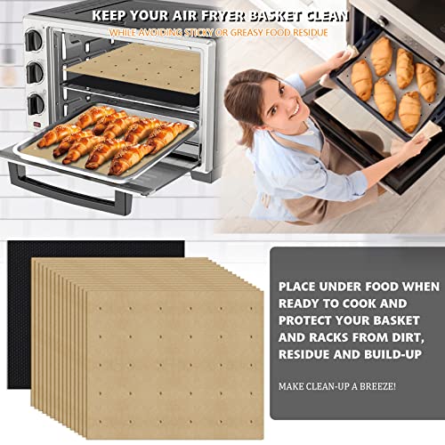 WMKGG 100 PCS Air Fryer Oven Liners, 12 x 11 inch Perforated Rectangular - Kitchen Parts America