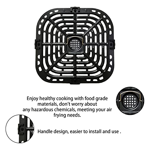 Air Fryer Grill Plate for Instants Vortex Plus 6QT Air Fryers, Upgraded Square Grill Pan Tray Replacement Parts with Rubber Feet for Instants, Non-Stick, Dishwasher Safe - Grill Parts America