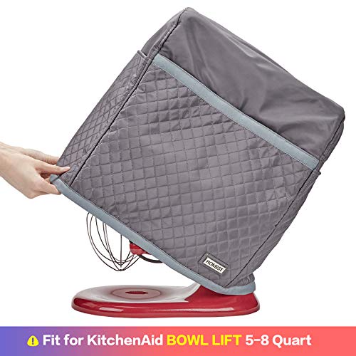 HOMEST Stand Mixer Quilted Dust Cover with Pockets Compatible with KitchenAid Bowl Lift 5-8 Quart, Grey (Patent Design) - Kitchen Parts America