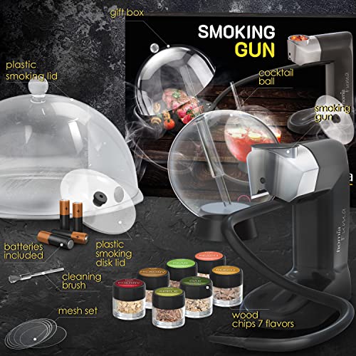 Smoking Gun Wood Smoke Infuser - Premium Kit, 14 PCS, Smoker Machine with Accessories and Wood Chips - Cold Smoke for Food and Drinks - Gift for Man - Kitchen Parts America