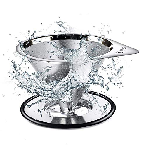 Pour Over Coffee Dripper Stainless Steel LHS Slow Drip Coffee Filter Metal Cone - Kitchen Parts America