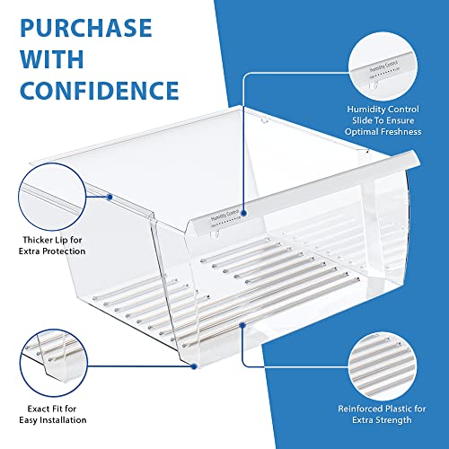 Upgraded Lifetime Appliance Parts 2188656 Crisper Bin (Upper) Compatible with Whirlpool Refrigerator | Fridge Drawers | Kenmore Refrigerator Parts | Whirlpool Shelf Replacement - WP2188656 - Grill Parts America