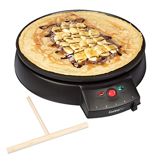 12" Griddle & Crepe Maker, Non-Stick Electric Crepe Pan with Batter Spreader - Kitchen Parts America