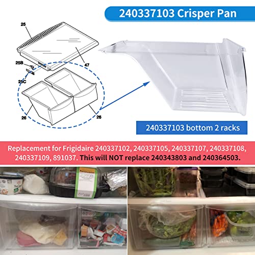 Azdele 2022 Upgraded 240337103 Refrigerator Crisper Pan, Replace 240337102, 240337105, 240337107, 240337108, 240337109, 891037, Compatible with frigidaire, Kenmore, Crosley, White westinghouse - Grill Parts America