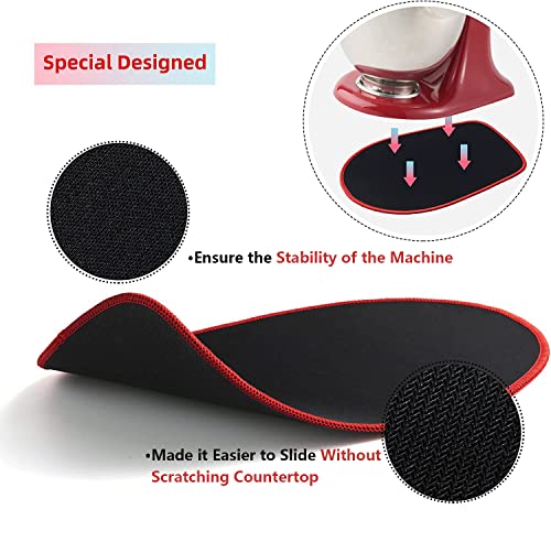 2 Pack Mixer Mover Sliding Mats with Two Cord Organizers, Kitchen Appliance Slide Mats Compatible with KitchenAid 6.5-8 Qt Bowl Lift, Mixer Parts Accessories (Red Edge) - Kitchen Parts America