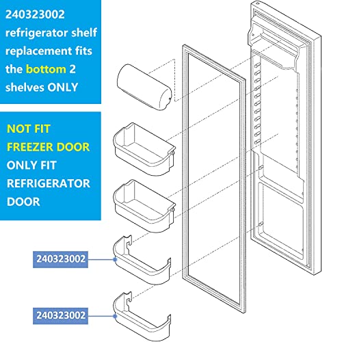 2 Pack 240323002 Refrigerator Door Bin Shelf Compatible with Frigidaire & Kenmore Bottom 2 Shelves on Refrigerator Side, PS429725, AP2115742 Replacement Parts Upgraded - Grill Parts America