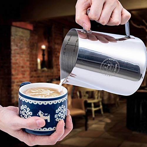 Milk Frothing Pitcher 32oz,Espresso Steaming Pitcher 32oz,Espresso Machine Accessories,Milk Frother Cup 32oz,Milk Coffee Cappuccino Latte Art,Stainless Steel Jug - Kitchen Parts America