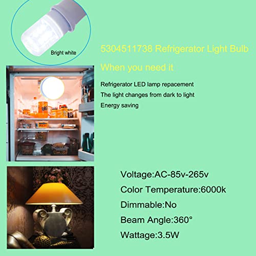 LaWana 5304511738 Refrigerator Bulb kei d34l Bulb, E26 Light LED Refrigerator Bulb 3.5W Compatible with Frigidaire Kenmore Electrolux Refrigerator Bulb AP6278388 PS12364857 - Grill Parts America