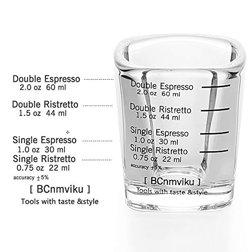 BCnmviku Espresso Shot Glasses Measuring Cup Liquid Heavy Glass for Baristas 2oz for Single Shot of Ristrettos (2 pack) - Kitchen Parts America