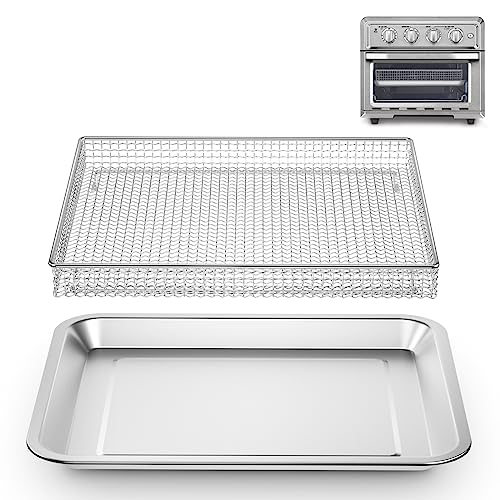 Stainless Steel Air Fryer Basket and Tray, Compatible with Cuisinart Airfryer TOA-060 and TOA-065, Stainless Steel Baking Pan, Cooking and Baking for Convection Toaster Oven, 1 Set, Silver - Grill Parts America