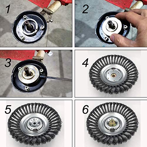 AMINORD 8" Trimmer Cutter Head Steel Wire Weed Grass Brush Cutting Lawn Mower with Lawnmower Blade Adapter for Rust Removal Paving Stone Pavement Joints or Driveway (8") (8 inches) - Grill Parts America