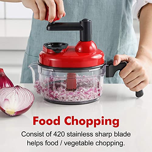 Geedel Hand Food Chopper, Vegetable Quick Chopper Manual Food Processor, Easy To Clean Food Dicer Mincer Mixer Blender, Rotary Onion Chopper for Garlic, Salad, Salsa, Nuts, Meat, Fruit, Ice, etc - Kitchen Parts America