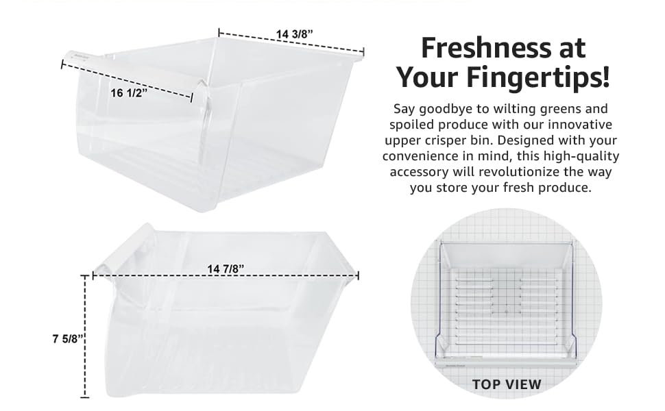 Gritly - Part Number WP2188656 (Upper) Crisper Bin Drawer Replacement Part 2188656 - Fits: Whirlpool, Kenmore Refrigerators & More - (Check Fitment Guide In Description) - Grill Parts America