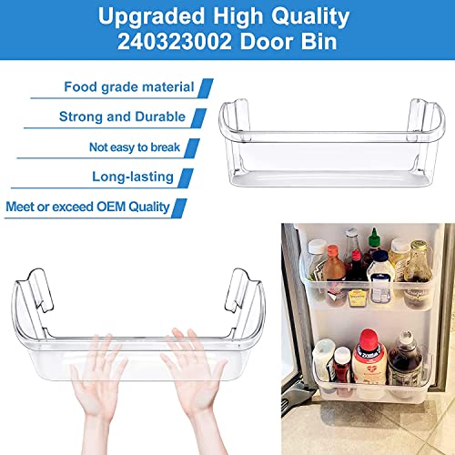 2 Pack 240323002 Refrigerator Door Bin Shelf Compatible with Frigidaire & Kenmore Bottom 2 Shelves on Refrigerator Side, PS429725, AP2115742 Replacement Parts Upgraded - Grill Parts America