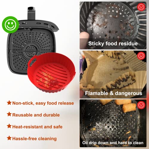 Seropy Silicone Air Fryer Liners Reusable Airfryer Liners 2 Pack 3-5 QT Silicone Pot 7.7 Inch, Air Fryer Basket Round Silicone Mat Oven Baking Tray Replace Parchment Paper for Air Fryer Accessories - Grill Parts America