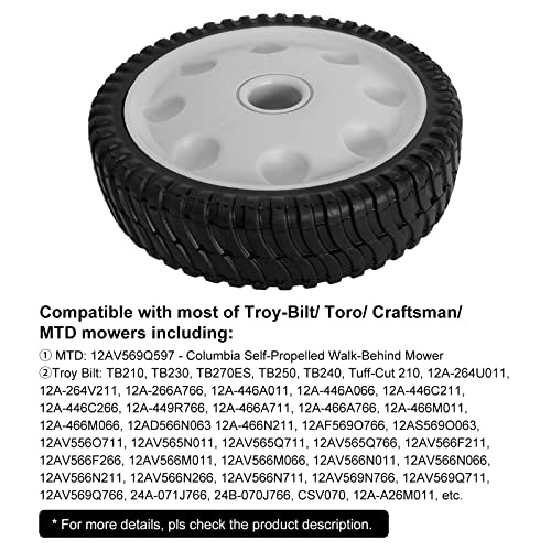 Front Drive Wheel Replacement 734-04018C Compatible with Troy Bilt Lawn Mower - Drive Wheel Fit for MTD Snapper Troy Bilt Tuff-Cut 210 TB210 TB230 TB240 Self Propelled Mower, Replace 734-04018A - Grill Parts America