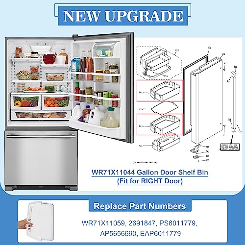 WR71X11044 Refrigerator Door Shelf Bin Compatible with GE Refrigerator Replacement Shelves Replaces WR71X11059, PS6011779, AP5656690, 2691847, EAP6011779 /Refrigerator Parts & Accessories - Grill Parts America