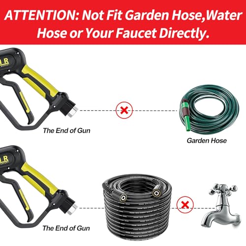 POHIR Pressure Washer Gun and 50FT Hose Kit, 3600 PSI Power Washer Gun Comes With 15in Extension Wand Parts 7 Nozzle Tips Quick Connect Set For Home Cleaning and Car Washing - Grill Parts America