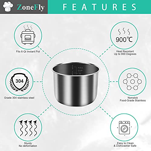 Original 6Qt Power Cooker XL Replacement Inner Pot Stainless Steel