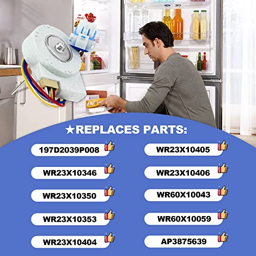 WR60X10185 Refrigerator Evaporator Fan Motor Replacement Part by Romalon Fit for G-E Hot-Point Refrigerators Replaces WR23X10353 WR23X10355 WR23X10364 PS1019114 AP3875639 - Grill Parts America