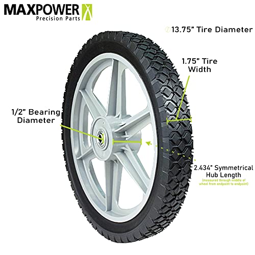 Maxpower 335110B Spoked Plastic Wheel, 14" x 1.75", Black - Grill Parts America