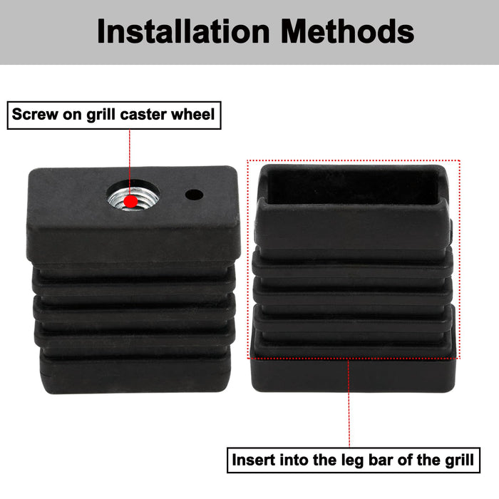 G408-0036-W1 Grill Caster Socket Replacement Parts for Charbroil Wheel 463243518 463342119 463245917 463240115 Rectangular Caster Socket Insert Gas Grill Caster Inserts 7/16" Inside Stem - Grill Parts America