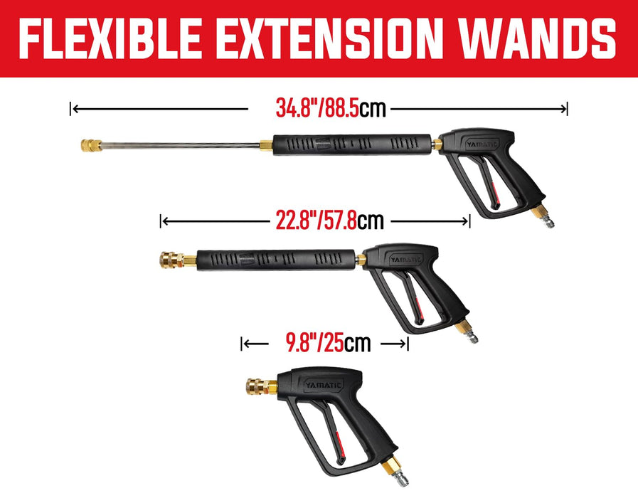 YAMATIC Pressure Washer Gun Wand with 3/8" Swivel Plug & M22-14mm Fitting, Stainless Steel Power Washer Lance Extension Replacement with 1/4" Quick Connect Outlet for Foam Cannon Car Wash, 4000 PSI - Grill Parts America