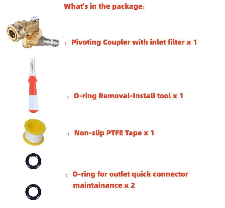 Meteor Blast Quick Connecting Pivoting Brass Coupler Attachment 120 Degree with 5 Angles and Safety Lock for Pressure Washer Spray Nozzle, Cleaning Hard to Reach Area Max 5000 PSI 1/4 Inch Plug - Grill Parts America