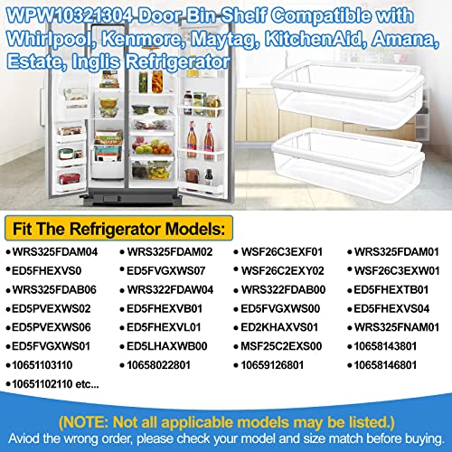 [2 PACK] UPGRADED WPW10321304 Refrigerator Door Shelf Replacement Compatible with Whirlpool Fridge Door Shelf Bin Parts WRS325FDAM04 WRS322FDAW04 WRS325FDAM02 WSF26C3EXF01 W10321304 AP6019471 2179574 - Grill Parts America