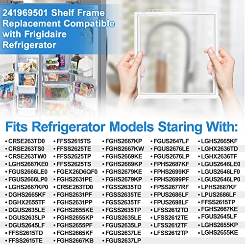 Updated 241969501 Shelf Frame without Glass Refrigerator Crisper Pan Cover Compatible with Frigidaire Shelf Replacement Parts Refrigerator Door Shelf Frame AP4433007,PS2363832, FFSS2615TE0,LFSS2612TE0 - Grill Parts America