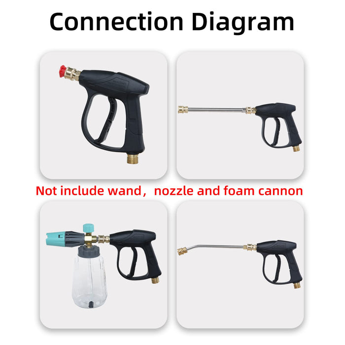 Sooprinse High Pressure Washer Gun 3000 PSI Max, Power Washer Short Gun with 1/4 Inch Quick Connector, M22-14 - Grill Parts America