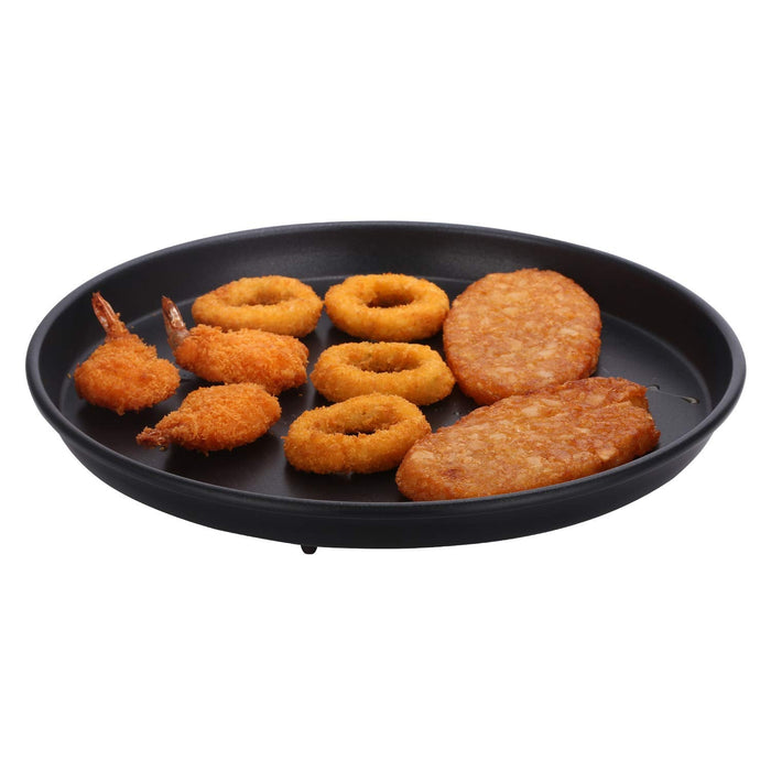 Maconee 10inch Round Metal Crisper Pan, Gray, Non-stick and Dishwasher Safe, Great for Bacon, Scram Eggs, Reheating Pizza, Fries, Frozen Hamburger Patties and more - Grill Parts America