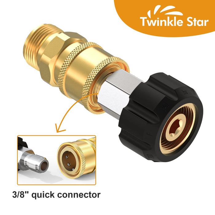 Twinkle Star Pressure Washer Quick Connect Fittings, Quick Connect Kit M22 14mm to 3/8 Inch, 4 Pieces - Grill Parts America