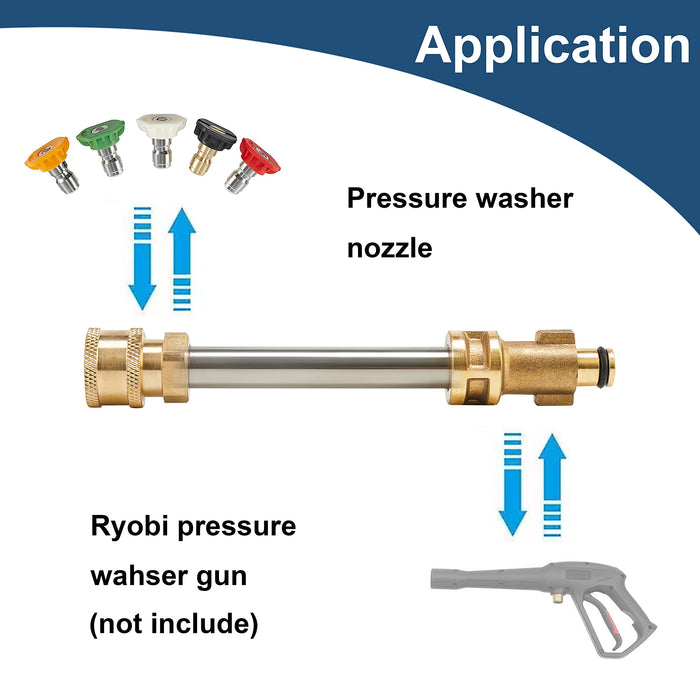 Raincovo Replacement for Pressure Washer Gun Adapter Ryobi, Portland, Greenworks, Husky, Replacement Wand with 5 Nozzle Tips, 1/4 Inch Quick Connector Silver - Grill Parts America