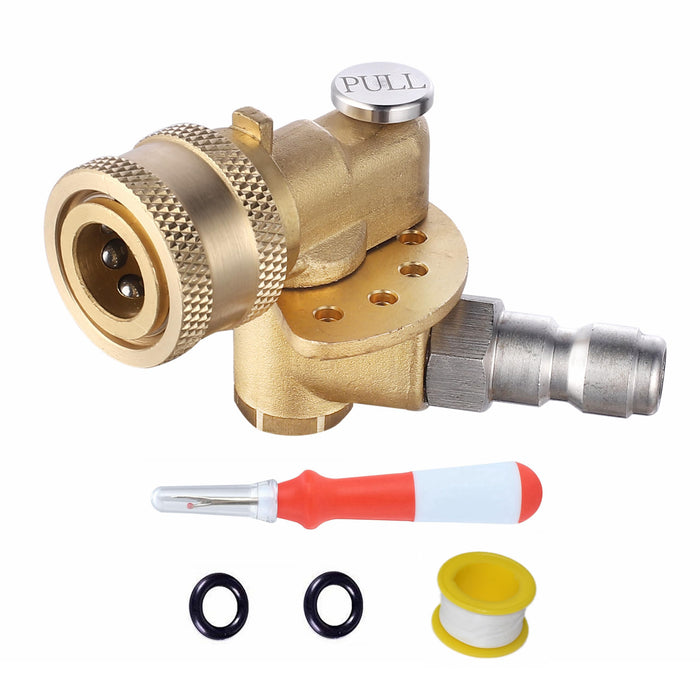 Meteor Blast Quick Connecting Pivoting Brass Coupler Attachment 120 Degree with 5 Angles and Safety Lock for Pressure Washer Spray Nozzle, Cleaning Hard to Reach Area Max 5000 PSI 1/4 Inch Plug - Grill Parts America