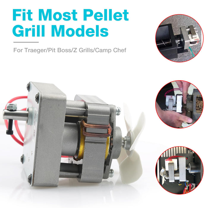 2.0RPM Auger Motor Replacement Parts Compatible with Traeger Pit Boss Camp Chef Wood Pellet Grill Smokers Motor Accessories AC120V 60Hz 2 Pole Universal Feeding Gear - Grill Parts America