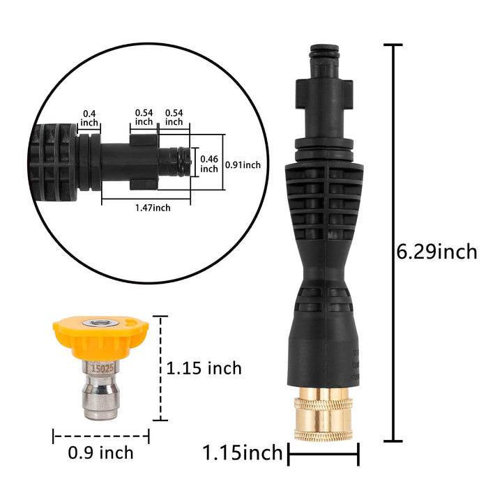 PWACCS Pressure Washer Gun Adapter Kit – Power Washer Gun Fittings with 1/4" Quick Connect Socket – 5 Spray Nozzles Include – Compatible with Ryobi, Powerclean, Portland and Husky - Grill Parts America