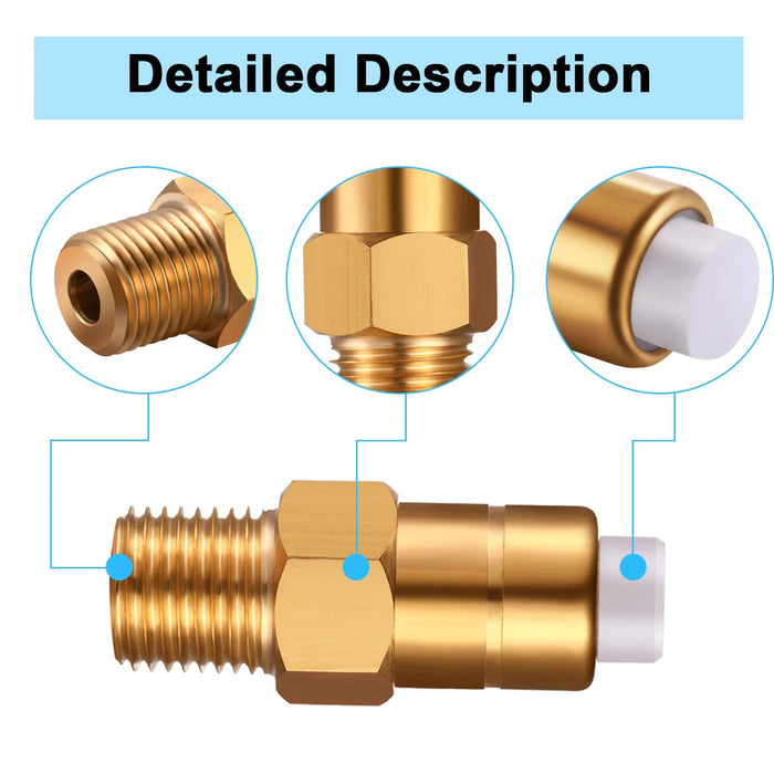 Hotop 2 Pieces 1/4 Inch Pressure Washers Replacement Thermal Release Valve, 678169004, Brass - Grill Parts America